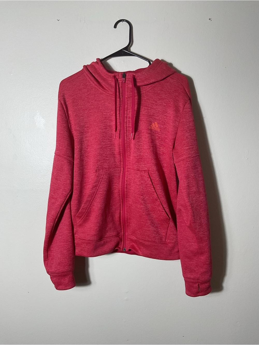 Adidas Women’s Climawarm Team Issue Energy Pink Melange Full Zip Hoodie Sz M - Picture 1 of 7